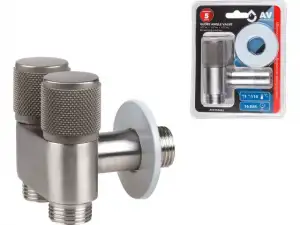 купить Кран вентильный угловой 1/2" нар. Х 1/2" нар. Х 1/2" нар. установочный, AV Engineering (Нерж. сталь, макс.  16 бар, макс.  110 °С)