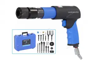 купить Пневмозубило NORDBERG 250 мм, с комплектом насадок и быстросъемным держателем в кейсе, 20 предметов NP5070K1