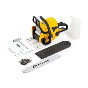 купить Бензиновая цепная пила, 1,5 кВт, 31,8 см3, 14"-3/8-1,3-50E + подарок: масло для цепи 1л; свеча; цепь; масло для 2-тактных двигателей 0,1л.