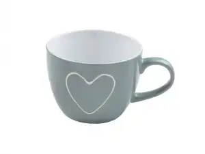 купить Кружка керамическая, 460 мл, Сердечко, серая, PERFECTO LINEA (Супер цена!)