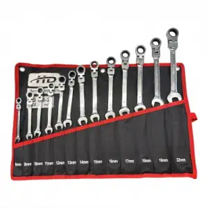 купить Ключи комбинированные рожково-накидные шарнирные с трещоткой 8-22мм CrV, набор 13 предметов "H-D"