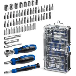 купить ЗУБР Компакт 74 предм., система стыковки Z-БОКС, универсальный набор инструмента, Профессионал (25283)