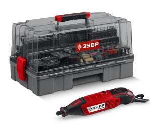 купить ЗУБР 245 предметов, 160 Вт, набор мини-насадок с гравером (ЗГ-160-H245)