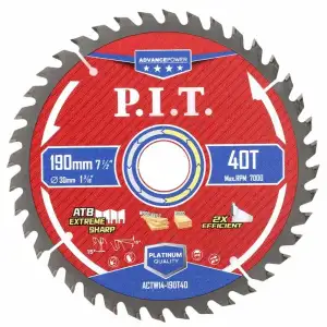 купить Диск пильный по дереву P.I.T. ADVANCE 190x30x1,4 мм, 40T Carbide, зуб ATB 15°