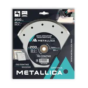 купить Диск алмазный несегментный METALLICA Optima 200x25,4/22,2 мм, H=7 мм по плитке В кор.