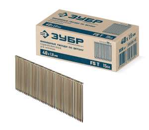 купить ЗУБР FST 40 х 1.8 мм, финишные гвозди по бетону оцинкованные, калибр 15GA, 1000 шт (305389-40)