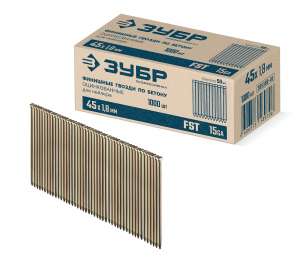 купить ЗУБР FST 45 х 1.8 мм, финишные гвозди по бетону оцинкованные, калибр 15GA, 1000 шт (305389-45)