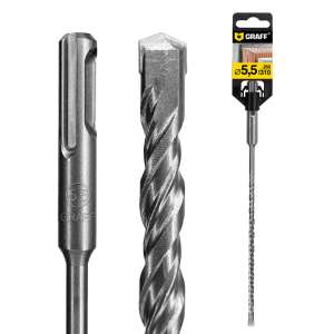 купить Бур (сверло) по бетону 5,5 мм длина 250 мм SDS-plus GRAFF