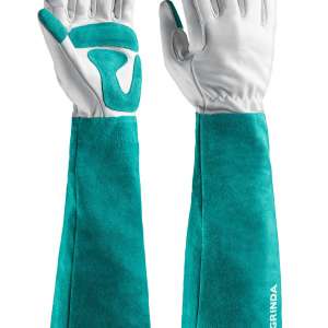 купить GRINDA ROSE, M (8), кожаные садовые перчатки для колючих кустарников с увеличенной крагой, усиленная ладонь и кончики пальцев, PRO Line (11304-M)