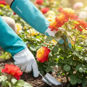 купить GRINDA ROSE, M (8), кожаные садовые перчатки для колючих кустарников с увеличенной крагой, усиленная ладонь и кончики пальцев, PRO Line (11304-M)