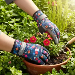 купить GRINDA AMBER, M (8), садовые перчатки из искусственной кожи с усиленным наладонником и кончиками пальцев, PRO Line (1139-M)