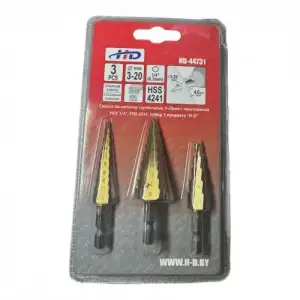 купить Сверла по металлу ступенчатые 3-20мм с хвостовиком HEX 1/4", HSS 4241, набор 3 предмета "H-D"