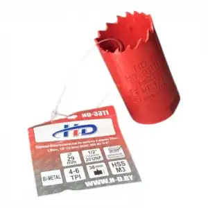 купить Коронка биметаллическая по металлу и дереву 29мм., L38мм., 1/2"-20UNF, HSS M3 "H-D"