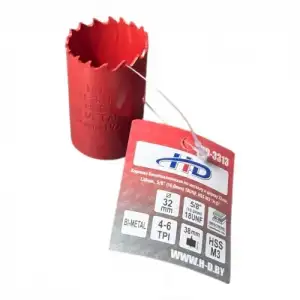 купить Коронка биметаллическая по металлу и дереву 32мм., L38мм., 5/8"-18UNF, HSS M3 "H-D"