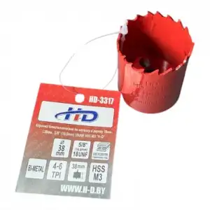 купить Коронка биметаллическая по металлу и дереву 38мм., L38мм., 5/8"-18UNF, HSS M3 "H-D"