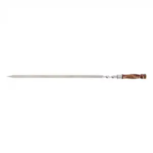 купить Шампур плоский профессиональный, 750 x 15 x 2,5 мм, с деревянной рукояткой, нержавеющая сталь, Camping Palisad