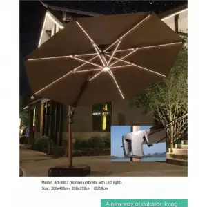 купить Зонт садовый 350х350см. (бордовый) с подсветкой "H-D"