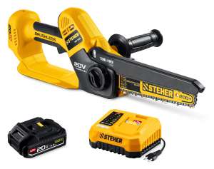 купить STEHER 20 В, 200 мм шина, 1 АКБ LMS (2 Ач), мини-пила цепная аккумуляторная (MCS-2020-21)