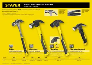 купить STAYER Strike, 450 г, цельнометаллический столярный молоток-гвоздодёр, Professional (2025-450)