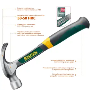 купить KRAFTOOL Thor, 560 г, цельнокованый столярный молоток-гвоздодёр (20270)