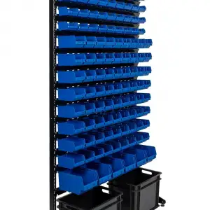 купить Пластиковые контейнеры от производителя на стеллаже для метизов