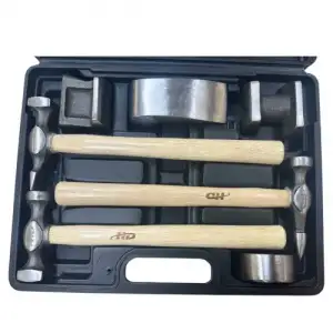 купить Набор инструмента для рихтовочных работ, 3 молотка с дер. ручками, 4 наковальни, кованый "H-D"