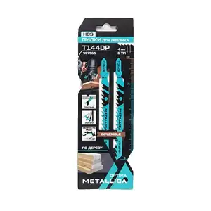 купить Пилки д/лобзика METALLICA Optima T144DP, 100/75мм шаг 4мм, HCS толст., прям. рез, по дереву 2шт