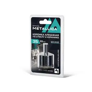 купить Коронка алмазная METALLICA Optima 35x55 мм, #80, по стеклу, плитке, 1 шт, в блистере.