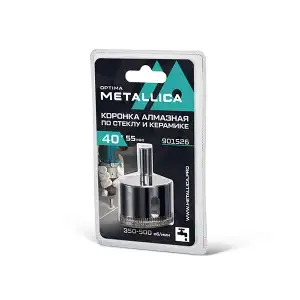 купить Коронка алмазная METALLICA Optima 40x55 мм, #80, по стеклу, плитке, 1 шт, в блистере.