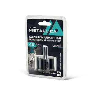 купить Коронка алмазная METALLICA Optima 55x55 мм, #80, по стеклу, плитке, 1 шт, в блистере.