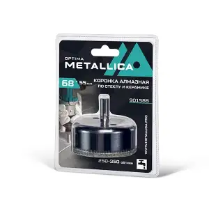 купить Коронка алмазная METALLICA Optima 68x55 мм, #80, по стеклу, плитке, 1 шт, в блистере.