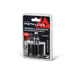 купить Коронка алмазная METALLICA Ultra 55х70 мм, #46, с сверлом, по керамограниту, плитке, в блистере.