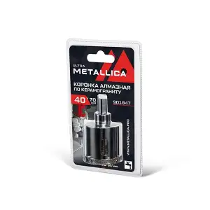 купить Коронка алмазная METALLICA Ultra 40х70 мм, #46, с сверлом, по керамограниту, плитке, в блистере.