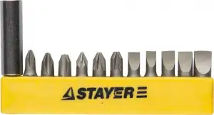 купить STAYER 12 шт, набор бит с адаптером (2609-H12)