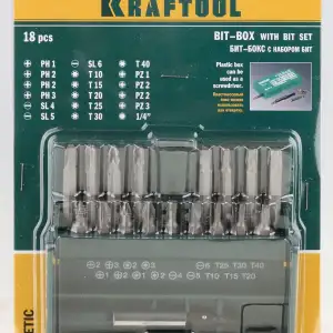 купить KRAFTOOL 18 шт, с магнитным адаптером, набор бит (26131-H18)