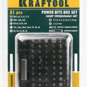 купить KRAFTOOL Grand-61, 61 шт, с адаптером, набор бит (26140-H61)