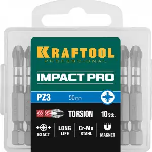 купить KRAFTOOL Impact PZ3, 50 мм, 10 шт, ударные биты (26193-3-50-S10)