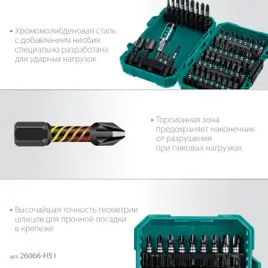 купить KRAFTOOL Impact-51, 51 шт, набор ударных бит (26066-H51)