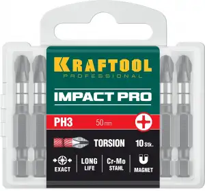 купить KRAFTOOL Impact PH 3, 50 мм, 10 шт, Ударные биты (26191-3-50-S10)