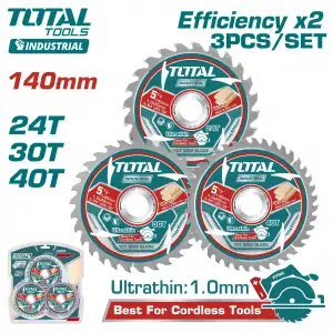купить Диски пильные по дереву D 140х20 24T/30T/40T TOTAL TAC236140 (3шт)