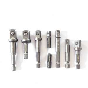 купить Переходник для шуруповерта с 1/4" HEX на квадрат 1/4", 3/8", 1/2", длина 25-70 мм, набор 8 предметов