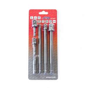 купить Переходник для шуруповерта с 1/4" HEX на квадрат 1/4", 3/8", 1/2", длина 50 и 150 мм, набор 6 пр.