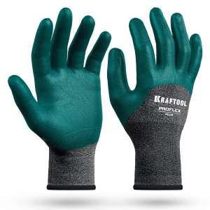 купить KRAFTOOL ProFlex Plus, XL (10), облив 3/4, эластичные перчатки, вспененное нитриловое покрытие, 15 класс (11241-XL)