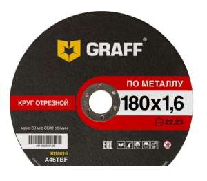 купить Круг отрезной по металлу 180x1,6x22,23 мм GRAFF