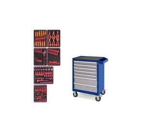 купить Набор инструментов KING TONY 'HIGH VOLTAGE' в синей тележке, 117 предметов 934-117AMBE