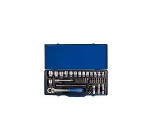 купить Набор торцевых головок с принадлежностями (1/2', двенадцатигранные, 10-32 мм, 35 предметов, в комплекте машинка) KING TONY P4035MR01