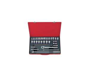 купить Набор торцевых головок с принадлежностями (1/2', двенадцатигранные, 8-32 мм, 33 предмета) KING TONY 4034MR