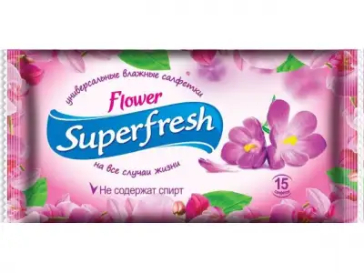 Салфетки влажные Flower 15 шт. Super Fresh наличный и безналичный расчет