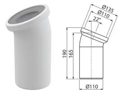 Колено для унитаза 22°, Alcaplast наличный и безналичный расчет