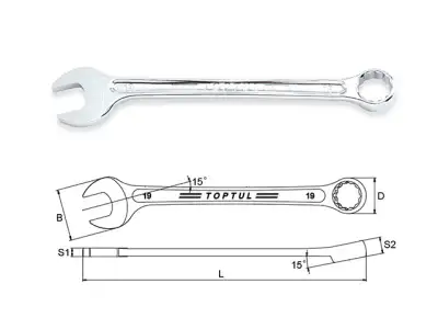 Ключ комбинированный 6мм 15° TOPTUL наличный и безналичный расчет
